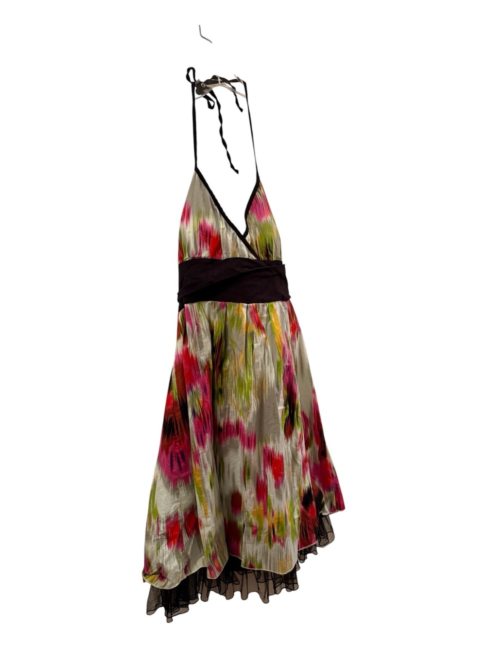 Ripe Multicolor Halter High-Low Dress with Black Waistband